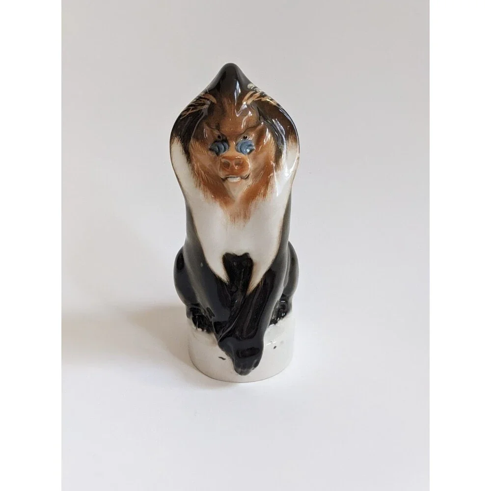 Vintage Lomonosov Porcelain Mandrill Baboon Figurine Monkey Primate USSR Russian